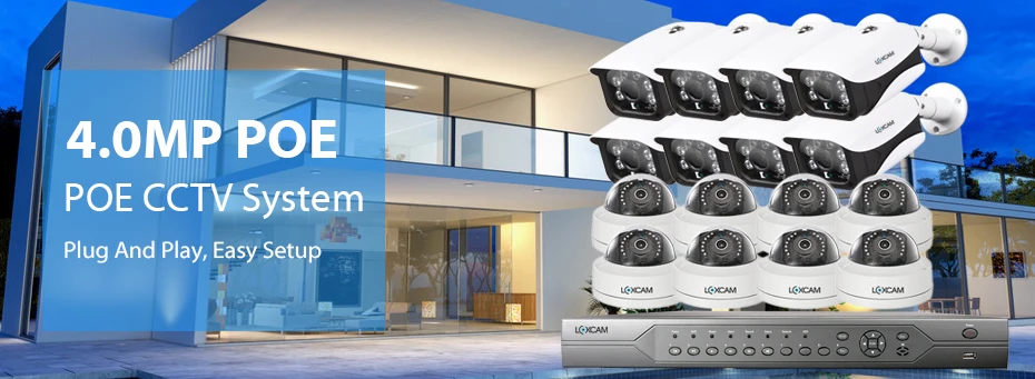 LOXCAM H.265+ 4K 5MP POE NVR CCTV камера системы 4MP Аудио Открытый Антивандальный ночное видение IP камера 16ch комплект видеонаблюдения