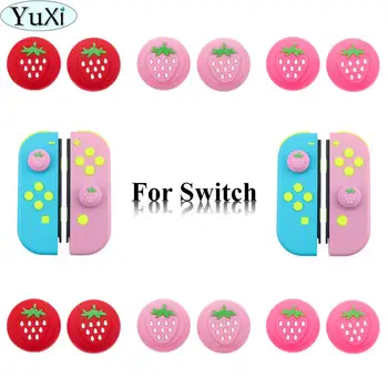 

YuXi For Nintend Switch Lite Analog Thumb Grips for Nintend Swith Joy Con JoyCon Joystick Strawberry Fruit cartoon Cap Cover