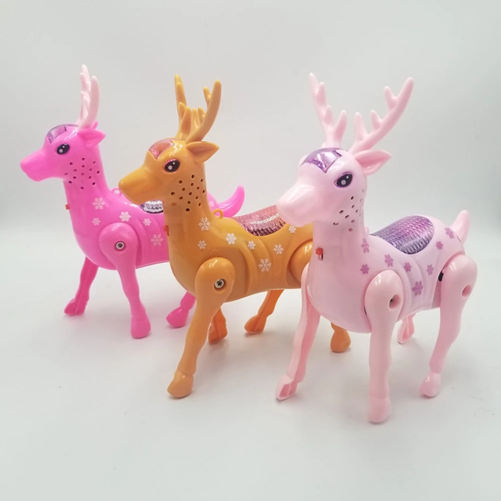 Electric Walking Musical LED Deer Animal Toy with Leash Interactive toys for children Electronics Robot Gift Children Birthday