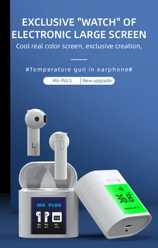 

In Stock! M6 PLUS TWS Wireless Bluetooth Earphone LED Display In-ear Earbuds Mini Sports Headphone Temperature Measureing