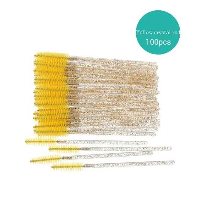 50/100pcs Disposable Eyelash Brush Mascara Wands Crystal Eyebrow Makeup Brush Eyelash Extension Tool Optional Storage Box 100pcs CYellow