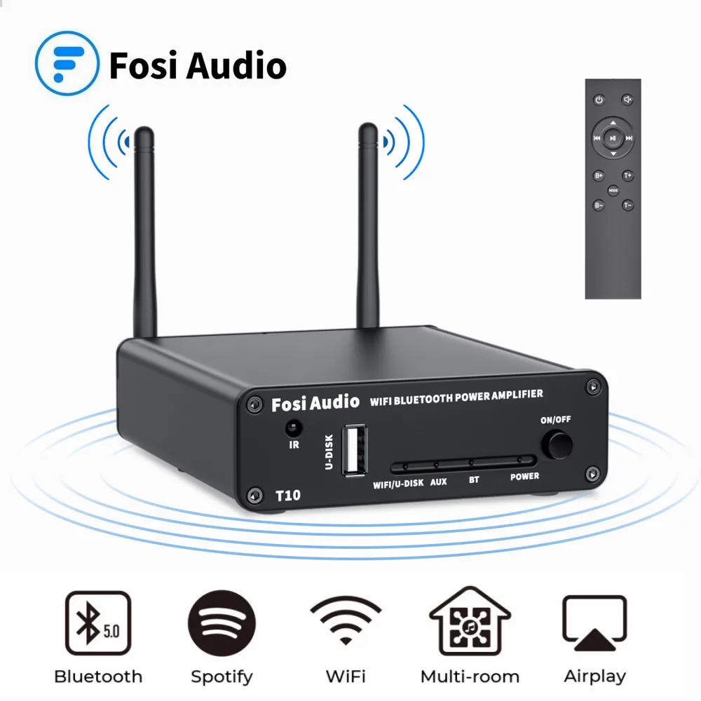 Усилитель Fosi Audio T10 мощный усилитель звука Wi-Fi 100 ГГц Bluetooth U-диск дистанционное
