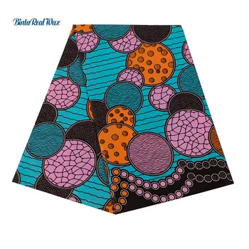 

African Wax Print Cotton Fabric Colorful Circel partten 6 Yards Fabric BintarealWax Ankara Fabric for Party Dress 24FS1352