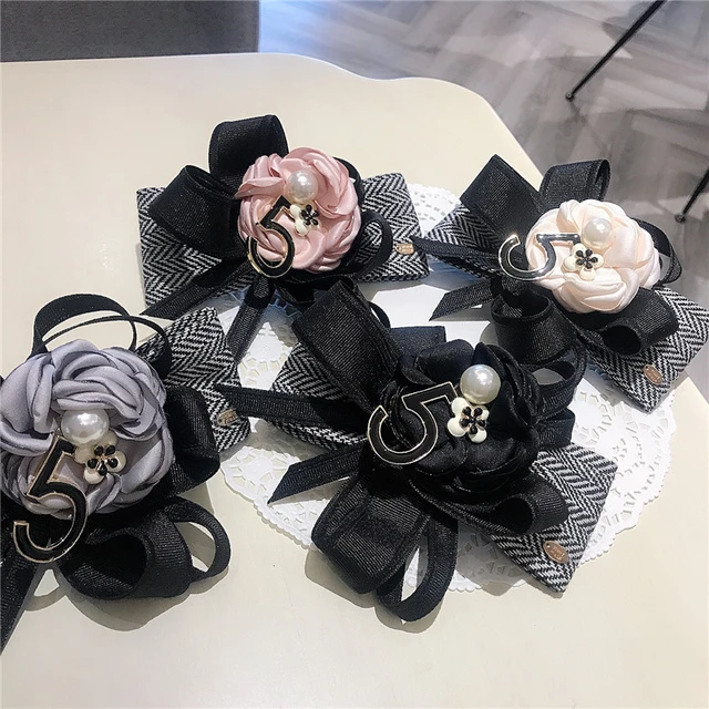 Chanel Authentic Camellia Flower Bow Hair Clip