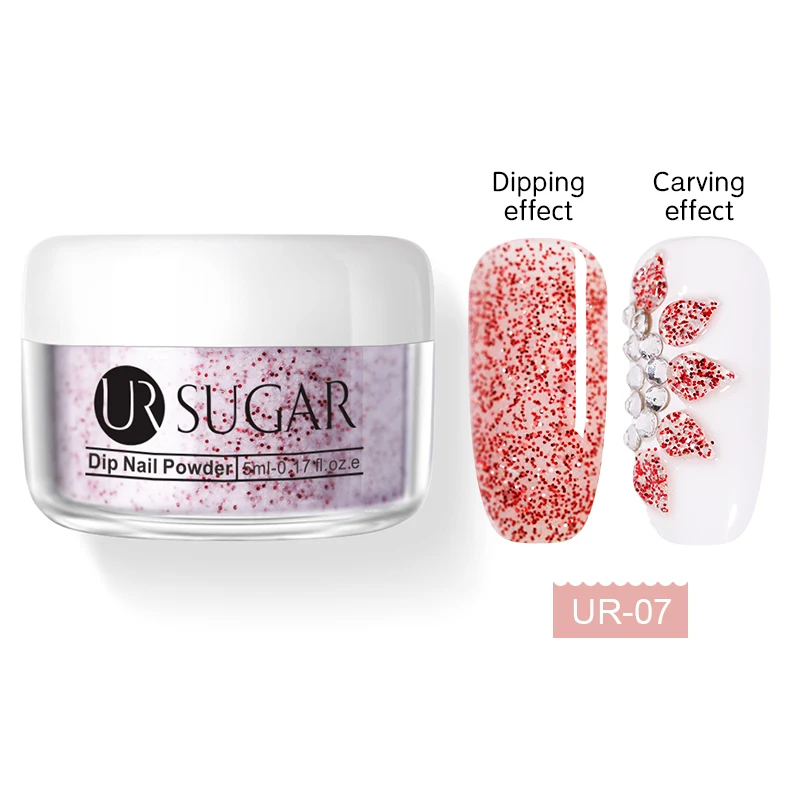 7 UR SUGAR Dipping резьба расширение 3 в 1 блеск порошки для ногтей акриловый пигмент ногтей Блеск Dip DIY порошок не нужна лампа - Цвет: 7