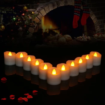 

12pcs/Box LED Simulation Candle Flame Light Electronic Battery Decorative Lamp with 2-Button Remote Control for Christmas Tree