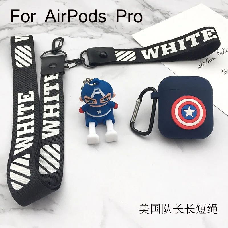 AirPods Pro-4 Чехол для наушников с Бэтменом человеком-пауком для Air Pods Pro Box, сумка для хранения AirPods 1 2, защитный силиконовый чехол с капитаном Америкой - Цвет: AirPods Pro-4