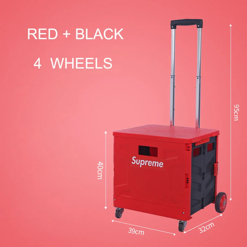 

E-FOUR Folding Shopping Cart with Wheels Collapsible Grocery Storage Transit Utility Hand Cart for Daily Use Car Interior Trunk