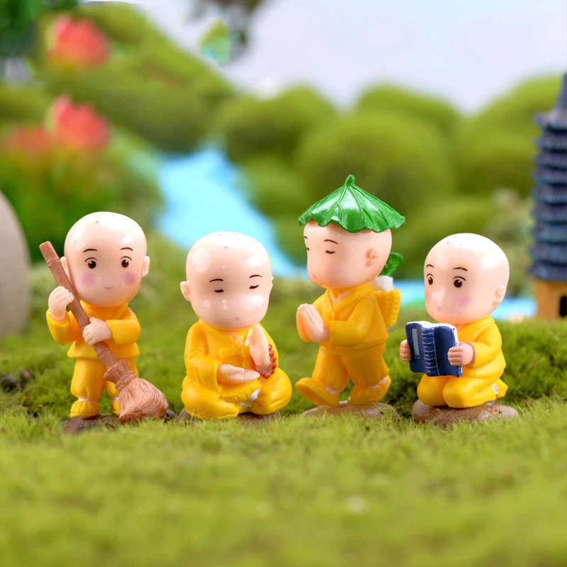 

1 Pcs Lovely Little Monks Mini Fairy Garden Collectible Figurines Landscape Decorative Car Ornament Accessories Free Shipping