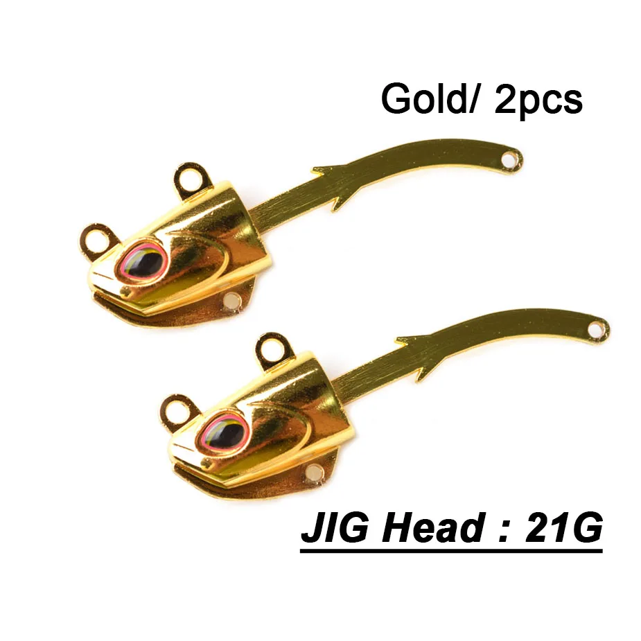 Gold Head 21g TOMA Bass Lure Black Minnow Inter-change-able Soft Body VIB 14g 21g 35g 50g Fast Sinking Fishing Lure Jig Head Soft Bait - Цвет: Gold Head 21g
