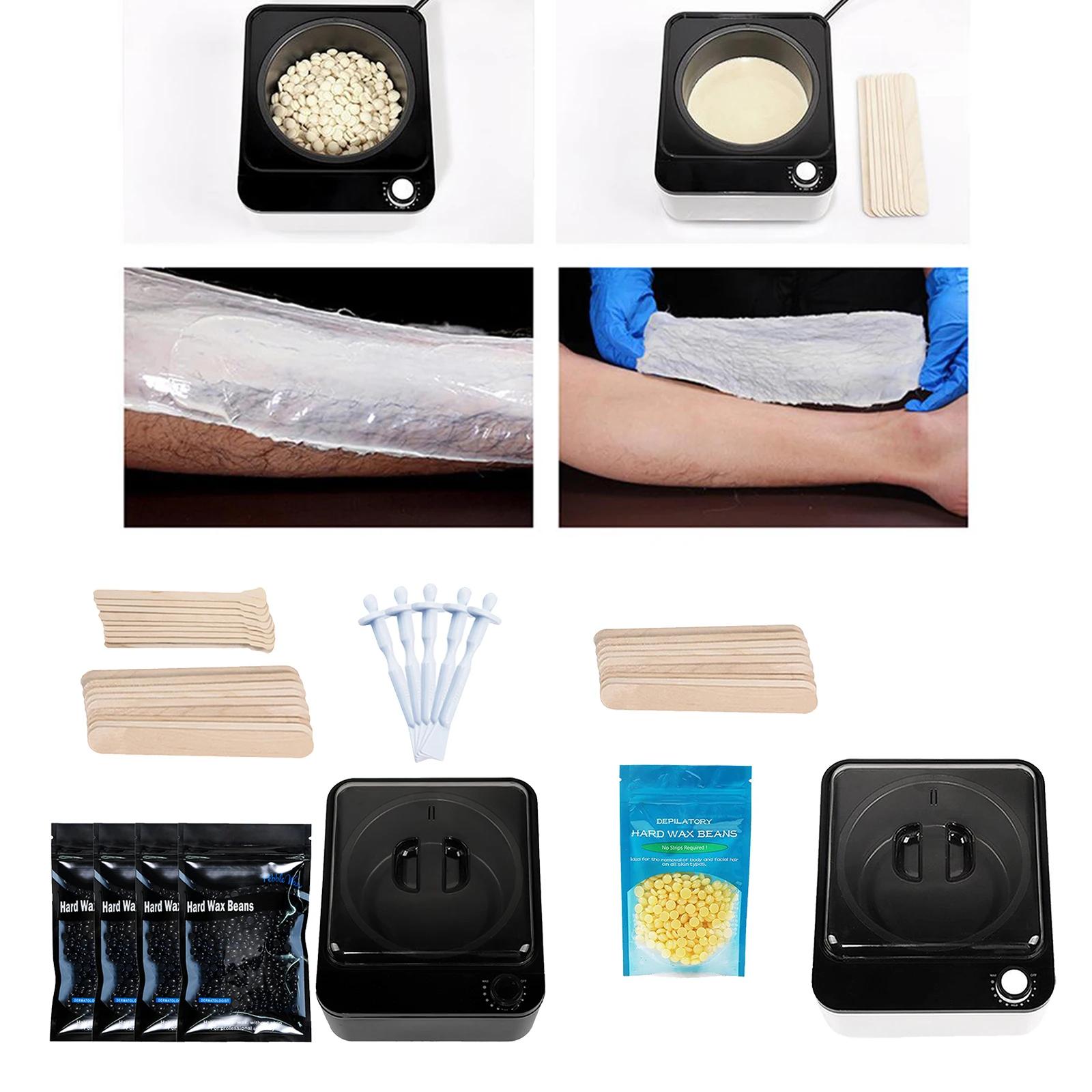 Waxing Kit, New Painless Wax Heater Warmer with Hard Wax Beans and Wax Applicator Sticks for Full Body Hair Removal Spa