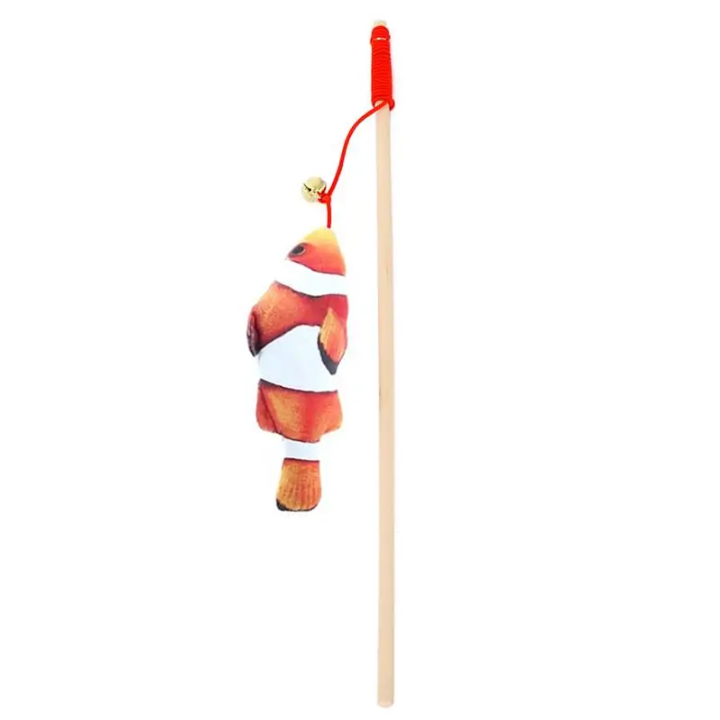 Clownfish Игрушки для кошек Милая забавная палочка для игры с котом плюшевая 3D форма для рыбы с колокольчиком игрушки для кошек Catnip для кошек Интерактивная палка товары для кошек - Цвет: Clownfish