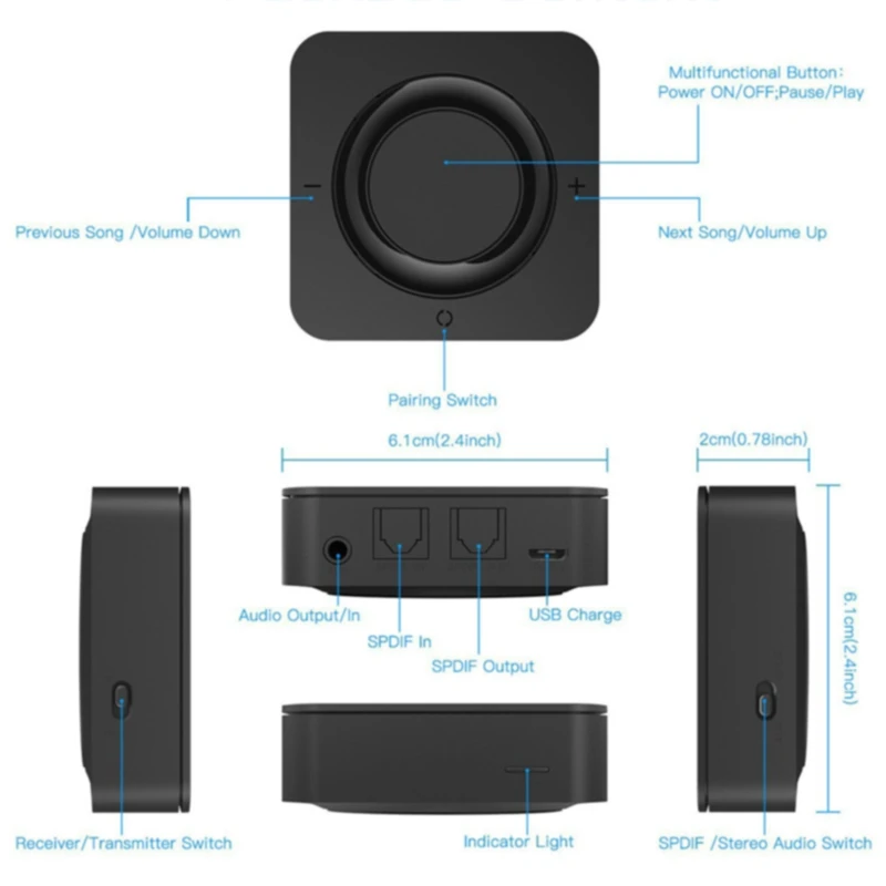 Bluetooth 5,0 приемник передатчик 2-в-1 волоконный AUX автомобильный Bluetooth аудио адаптер 2 в 1