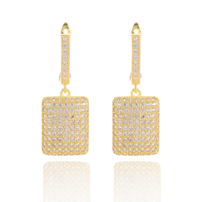 

Fashion Rectangle Micro Pave Zircon Circle Hoop Earrings for Women Gold Color Simple Fine Jewelry Luxury Gorgeous Earring