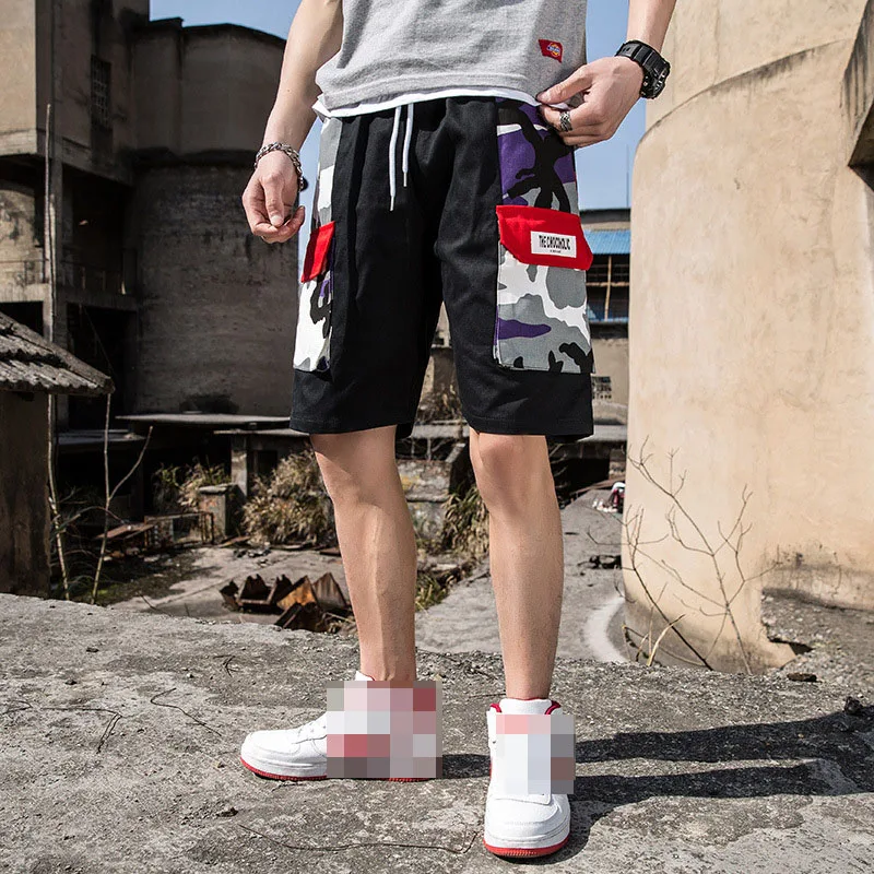 Men Cargo Camouflage pocket Gyms Jogger Knee Length Shorts Male Workout Shorts Hip Hop Casual Shorts High Quality 2019 Summer
