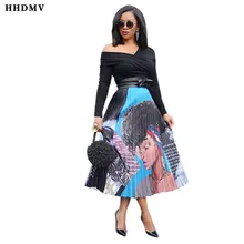 HHDMV GLSD18277 горячая Распродажа снижение возраста хип-хоп стиль Длинная юбка эластичная печатная Длина по щиколотку юбка с принтом плиссированная длинная юбка