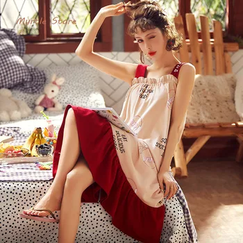 

2020 summer new home nightdress Korean version of cotton cute ladies skirt
