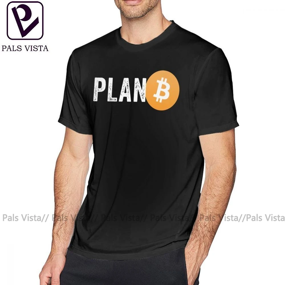 Биткоин футболка Plan B футболка 100 хлопок короткий рукав Футболка с принтом уличная Мужская большая отличная футболка