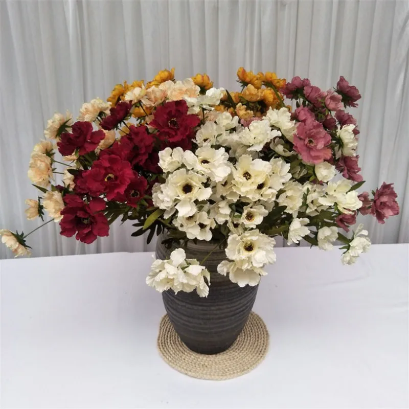 10Pcs Fake Short Stem Hibiscus 26.77" Length Simulation Hibiscuses Flowers for Wedding Home Decorative Artificial Flo