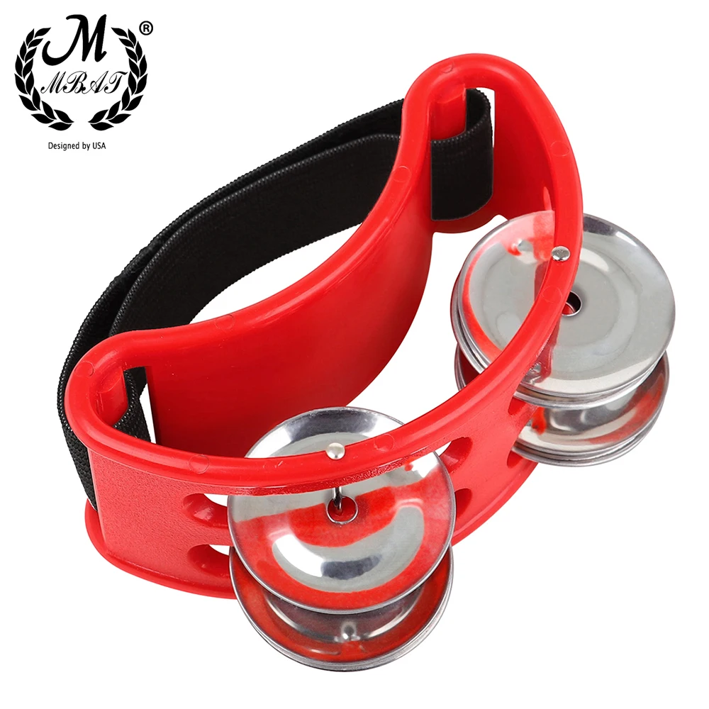 Foot Tambourine Metal Jingle Bell Portable Percussion Instrument Box Drum Companion Musical Toys Rainbow colors cymbals M MBAT