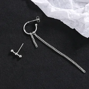 

Fashion Jewelry Tassel Asymmetry Hip Hop Drop Earrings For Women 925 Sterling Silver Earrings oorbellen eh172