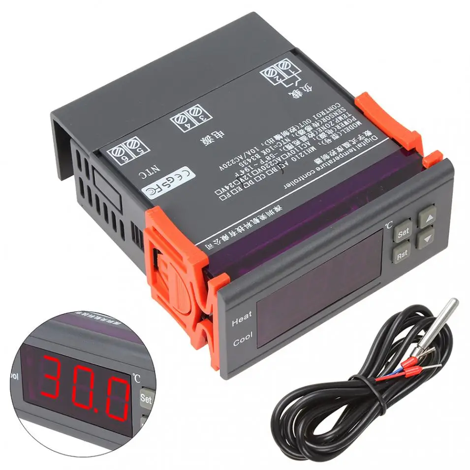 Мини DC12V ЖК-дисплей цифровой Температура контроллер термостат с реле Предупреждение Функция