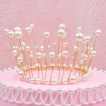 

Pearl Crown Birthday Cake Decoration Princess Crown Cake Top Hat Wedding Decoration Happy Birthday Hat Party Supplies