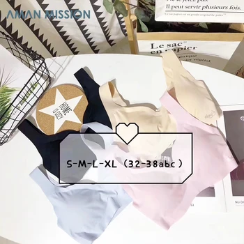 

AmanMission Lady's Brassiere Underwear Seamless Bra Lace Thin Summer Cool Female Underwear Gather Breast Bra Soft Underclothes