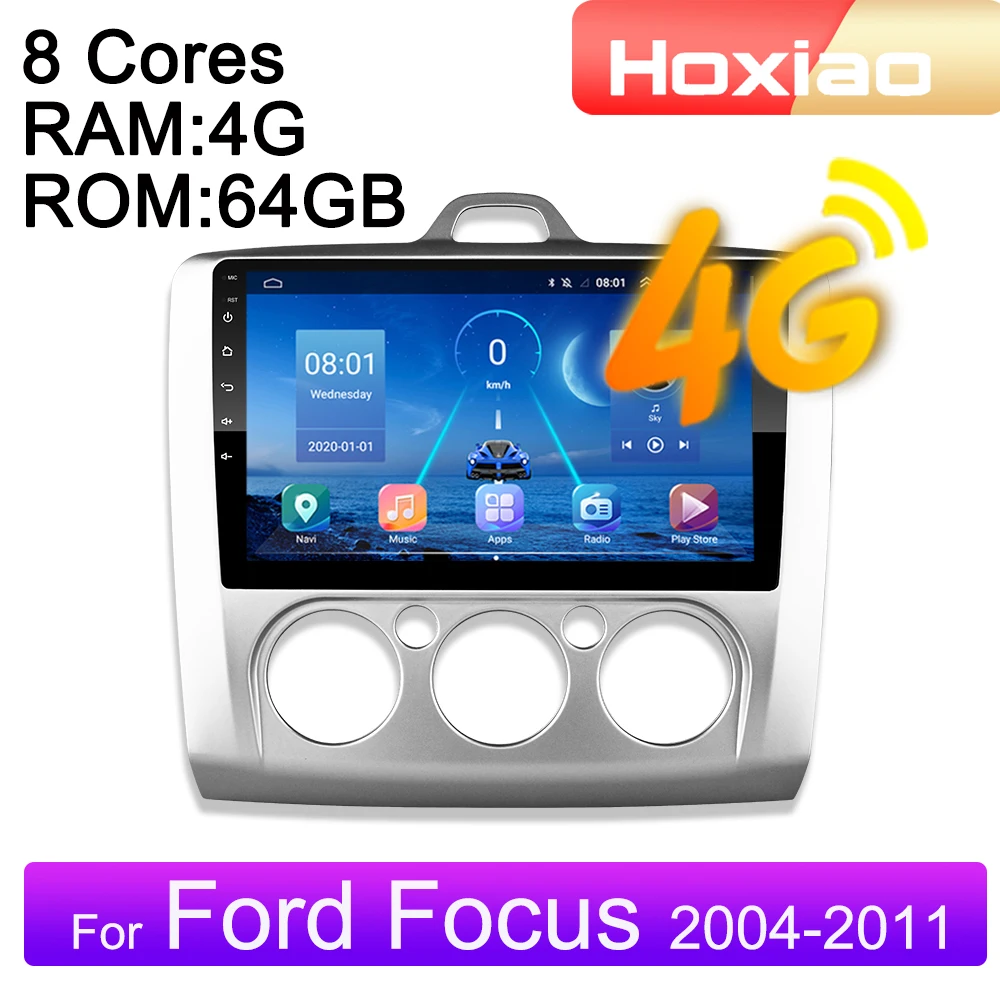 Автомагнитола 2 DIN 4G 8 ядер Android мультимедийный видеоплеер для Ford Focus 3 EXI MT MK2 MK3 2004 2011