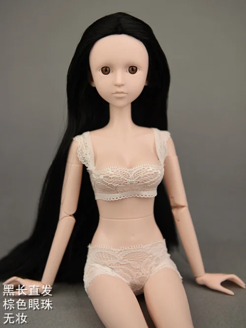 3D реальные глаза Обнаженная 1/4 BJD кукла Синьи/45 см Оригинальная кукла тела с двойным коленом локтевого сустава/для косплея DIY куклы игрушки - Цвет: black hair no makeup