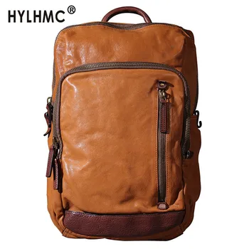 

Men Backpack Male Travel Backpack Tide First Layer Cowhide New Retro Original Casual Handmade Italian Vegetable Tanned Leather