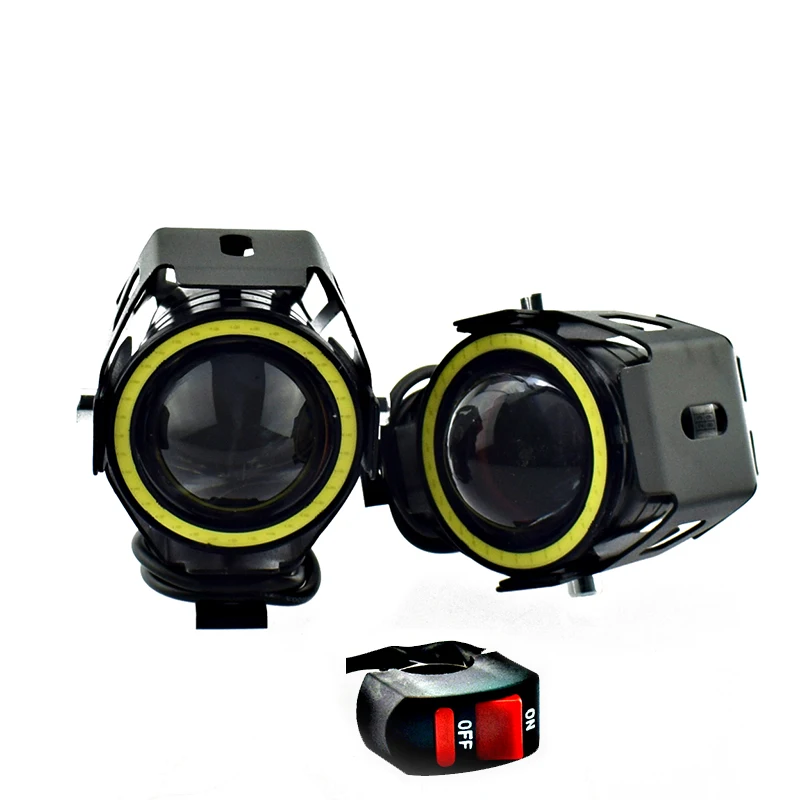 Moto Rcycle Work Driving Lights 12V 125W U7 Led Moto Rbike Fari Faretti 6000K Angel Eye Lamp Moto Fendinebbia Ausiliari