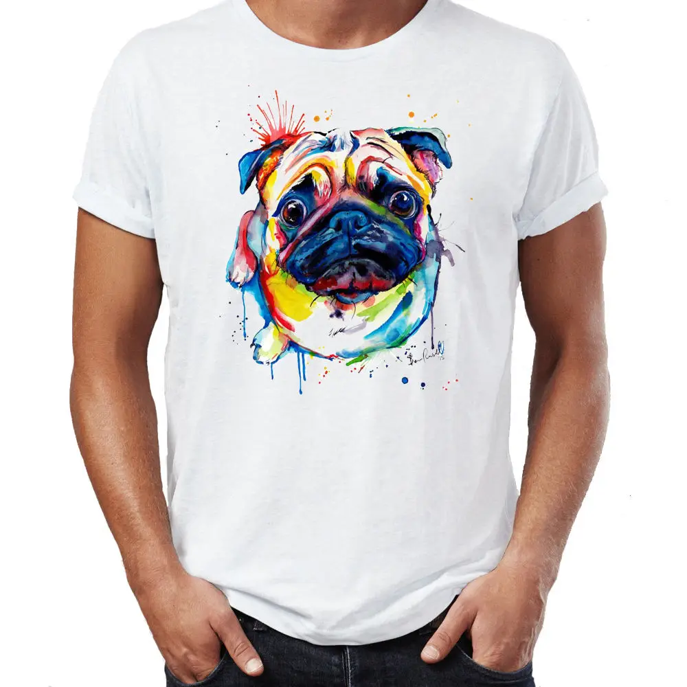 

Pug Water Colour Arter Dog Cute Mens Unisex T Shirt Men Brand Printed 100% Cotton T Shirt Fashion Logo Printing T-Shirts
