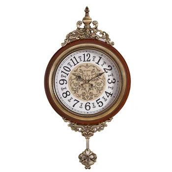 

Vintage Luxury Wall Clock Silent Digital Arabic Antique Classic Wall Clock Wooden Metal Roman Numeral Wandklok Home Decor AD50WC