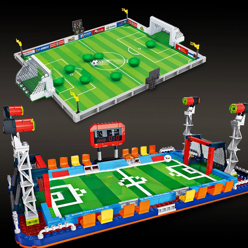 

Compatible Legoing City Football Fields Soccer Players Figures Model Building Blocks German Brazil Russia Teams Brick Kids Toys