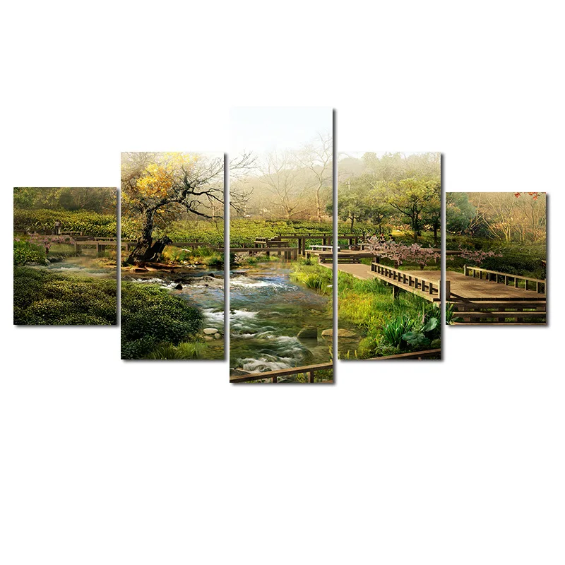 

5-frame Scenery Green Plant Corridor Computer Airbrush Painting AliExpress Amazon Wish Decorative Painting Core