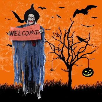 

1pcs 95*45cm Halloween Ghost Hanging Decoration Voice-Controlled Indoor/outdoor Specter Party For Ktv Bar Secret Room