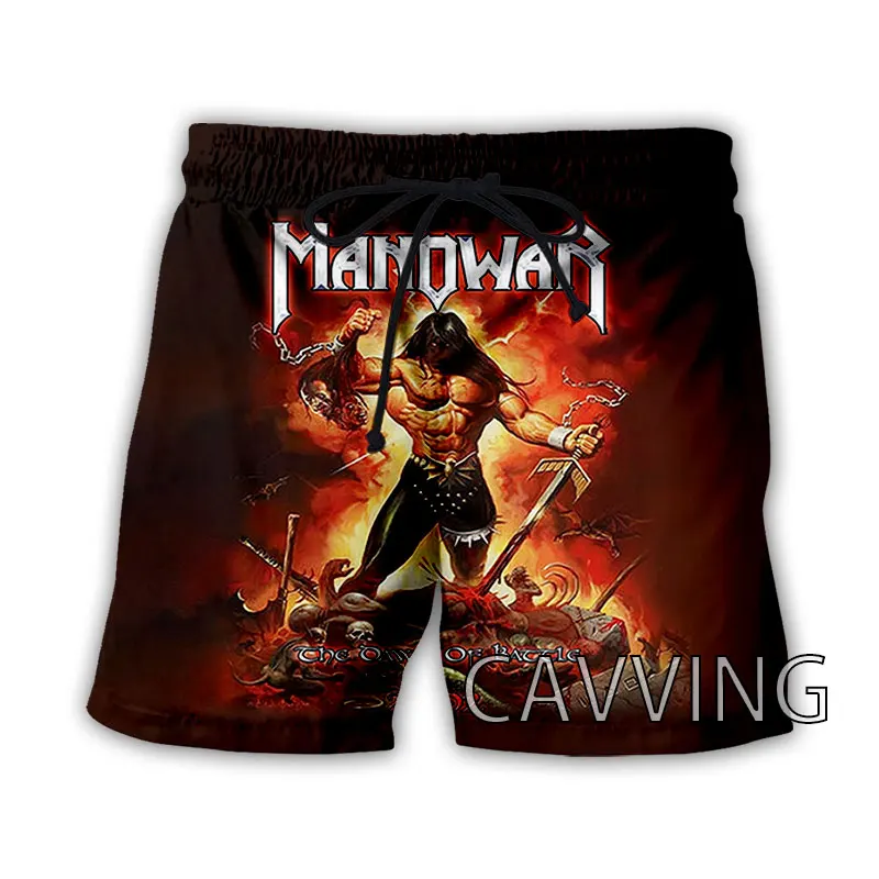 New Fashion Women/Men's 3D Print  Manowar Band  Summer Beach Shorts  Streetwear Men Quick Dry Vacation Casual Shorts 2
