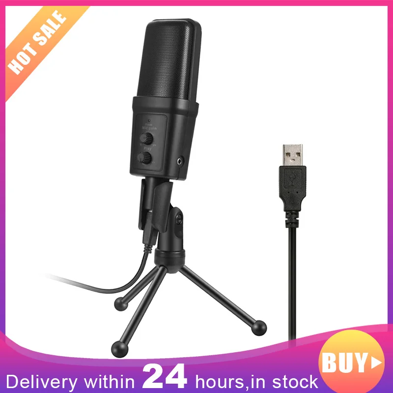 USB Condenser Microphone Sound Recording with Stand for YouTube Videos Live Broadcast Chatting Singing Laptop Skype Wired Mic |