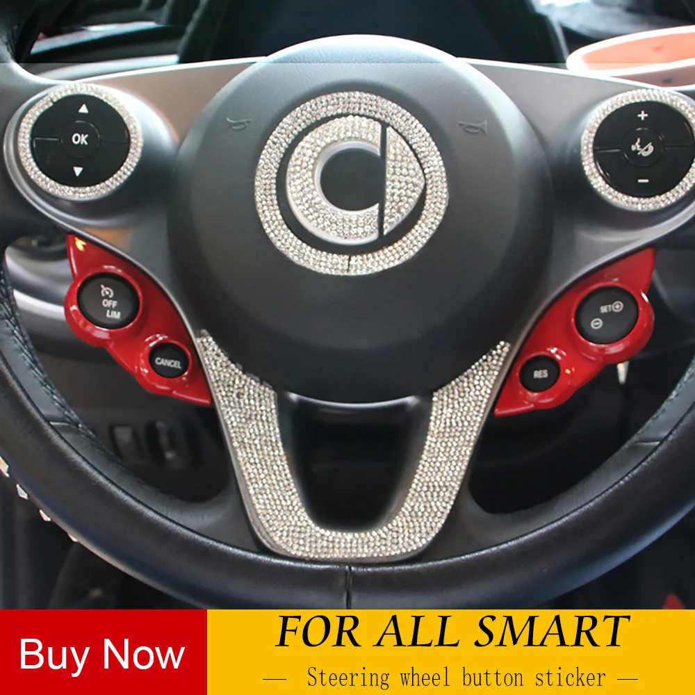 

Steering Wheel Switch Button Audio Cruise Control Button Sticker Cover Trim For SMART Fortwo 453 forfour 451 Car Accessories