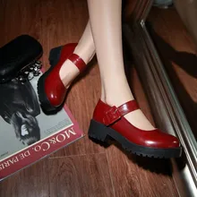 Японские милые туфли с ремешками, туфли в стиле «Лолита» в винтажном стиле; круглый носок с одним словом, с пряжкой женская обувь Студенческая школьная форма для японской средней школы обувь Kawaii лоли для костюмированной вечеринки