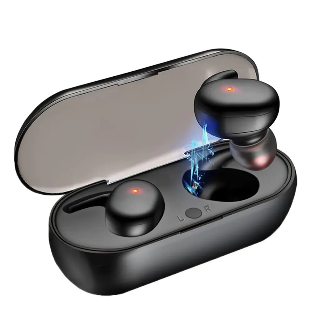 Черный Беспроводная гарнитура spor Bluetooth 5,0 водонепроницаемые наушники бинауральные звонки беспроводная гарнитура с зарядным отсеком - Цвет: Черный