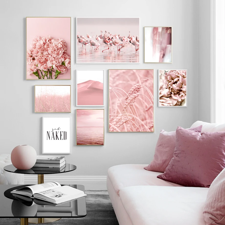 Pink-Sea-Big-Flower-Flamingo-Wheat-Ear-Wall-Art-Canvas-Painting-Nordic-Posters-And-Prints-Wall (2)