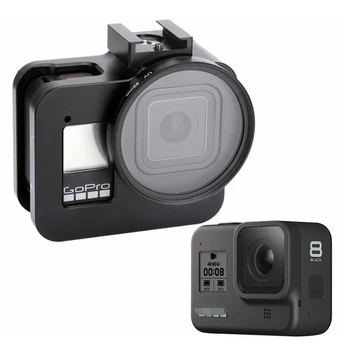 

New Aluminum Alloy Frame Metal Protective Cooling Case For GoPro Hero 8 Black Skeleton Rugged Cage 52mm UV Filter Accessories