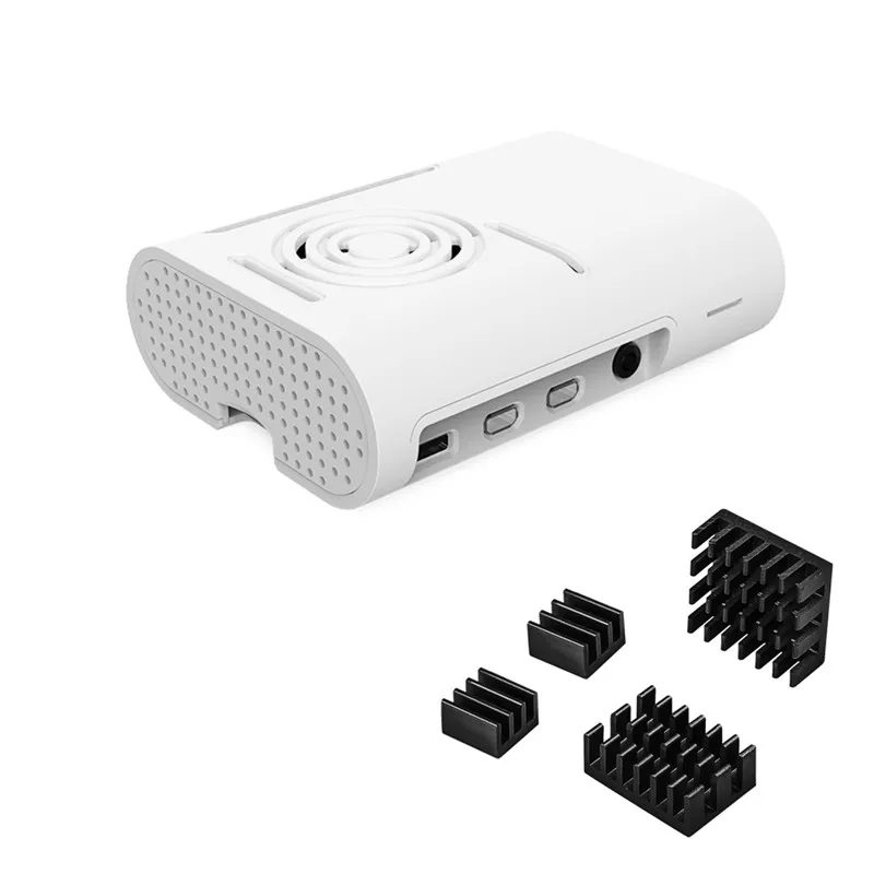 white with heatsink Raspberry pi 4 Case with Cooling fan Heatsink aluminum Heat sink for Raspberry pi 4 - Цвет: white with heatsink