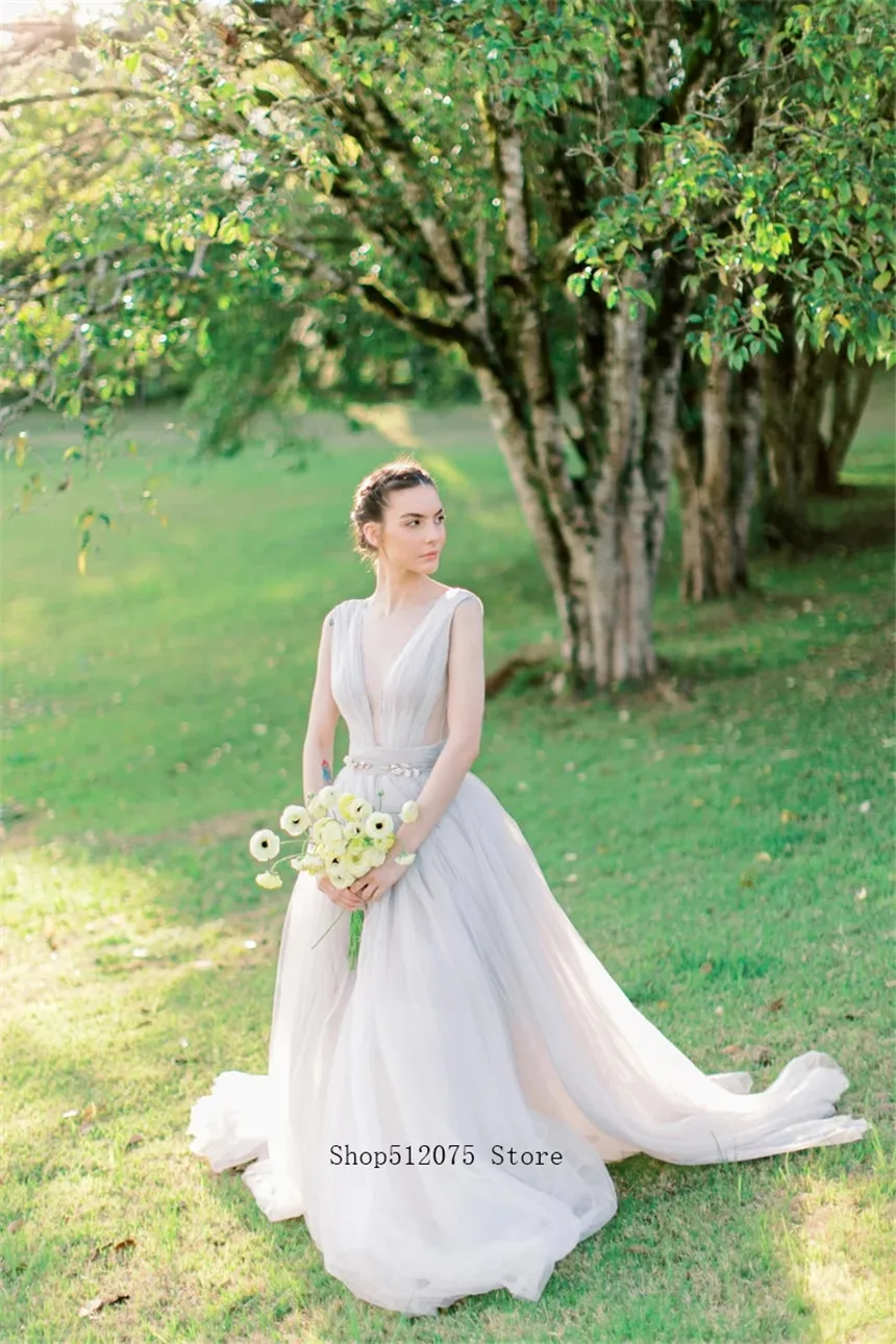 

2022 Tulle V Neck wedding dress robe de soirée femme vestidos de novia