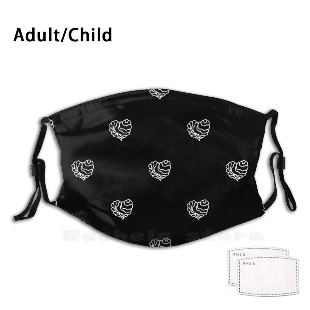 Doodle Hearts Black And White Funny Print Reusable Pm2.1657 Filter Face Mask Pattern Heart Seamless Background | Аксессуары для