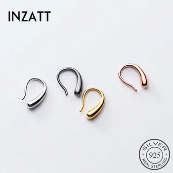 

INZATT Real 925 Sterling Silver Minimalist Waterdrop Hoop Earrings For Fashion Women Party Fine Jewelry Gothic Accessories Gift