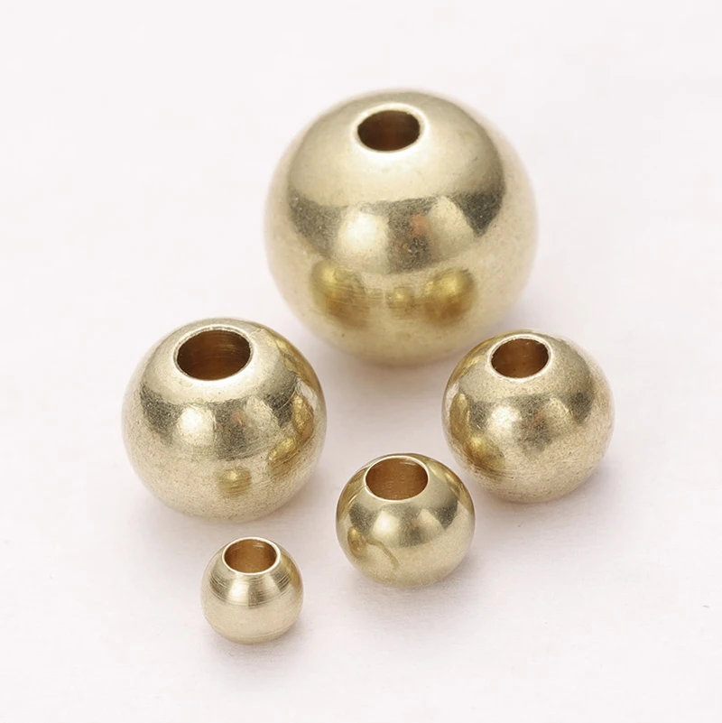 Brass Ball Beads 50pcs Original Round 3/4/5/6/8mm For DIY Necklaces Jewelry Making
