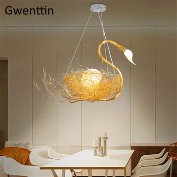

Swan Pendant Lights Home Art Decor Hanging Lamps for Dining Room Bedroom Hanglamp Led Light Fixtures Loft Industrial Luminarias